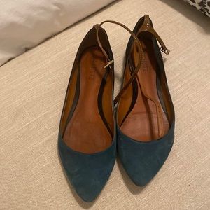 Schutz Blue suede flats with ankle strap